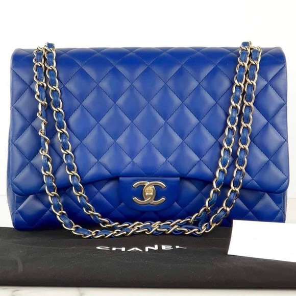 CHANEL Jumbo Classic Double Flap Bag in Cobalt Blue Lambskin - Picture 1 of 13